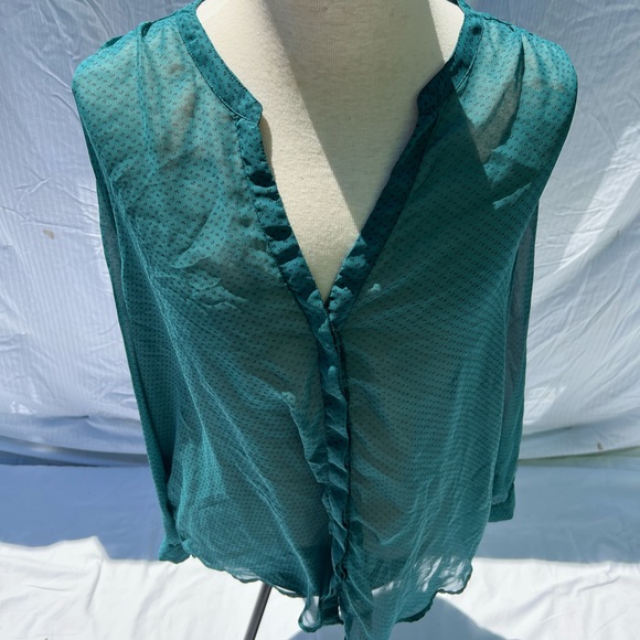 EUC Old Navy Dark Green Sheer Tunic Top - Picture 2 of 4